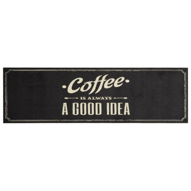 Keukenmat wasbaar koffietekst 45x150 cm fluweel
