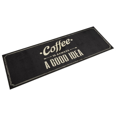 Keukenmat wasbaar koffietekst 60x180 cm fluweel
