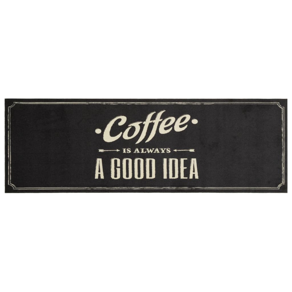 Keukenmat wasbaar koffietekst 60x180 cm fluweel