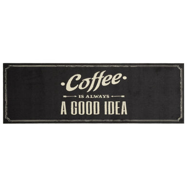 Keukenmat wasbaar koffietekst 60x180 cm fluweel