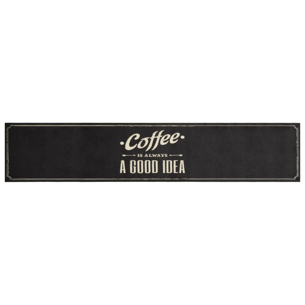Keukenmat wasbaar koffietekst 60x300 cm fluweel