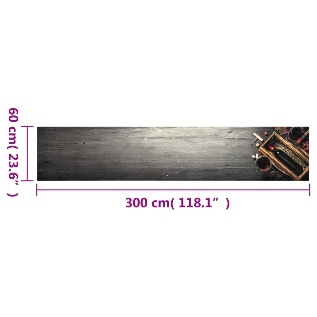 Keukenmat wasbaar wijnflesprint 60x300 cm fluweel