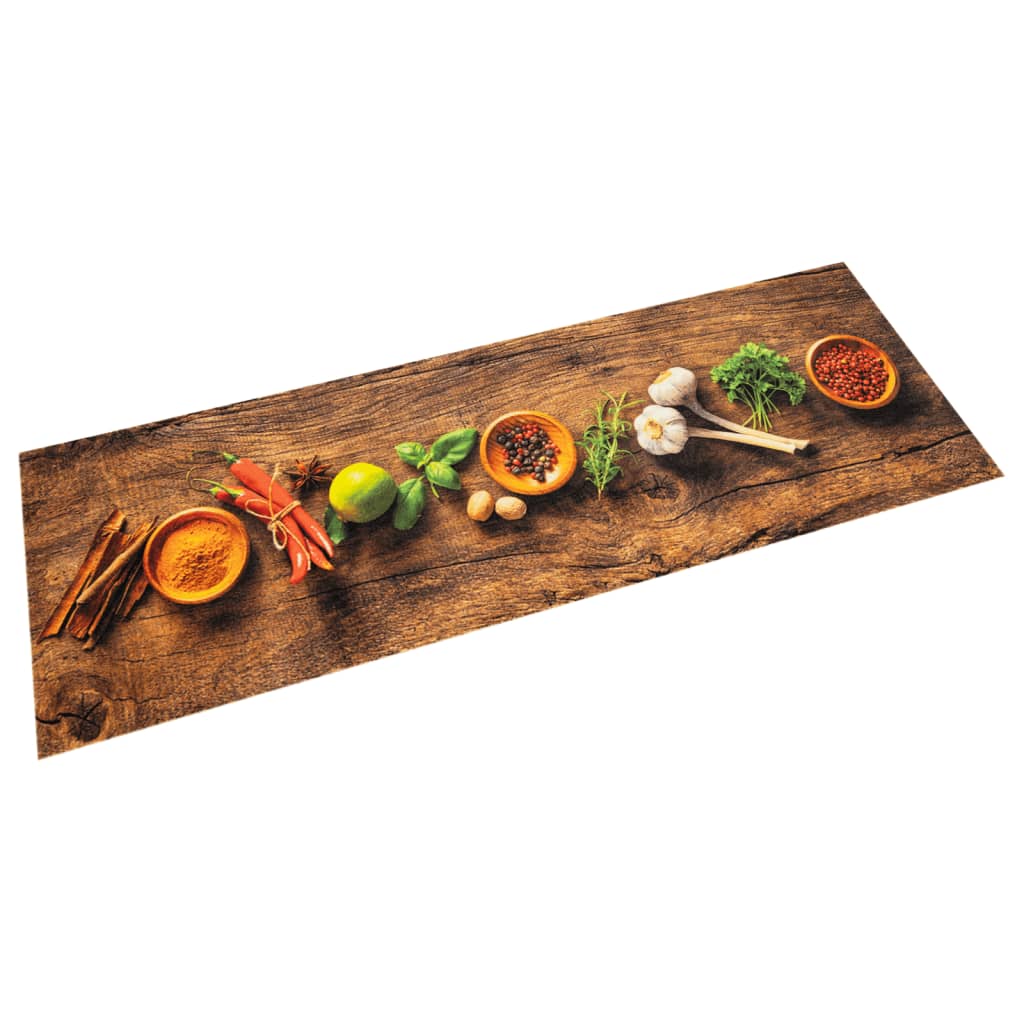 Keukenmat wasbaar kruidenprint 45x150 cm fluweel