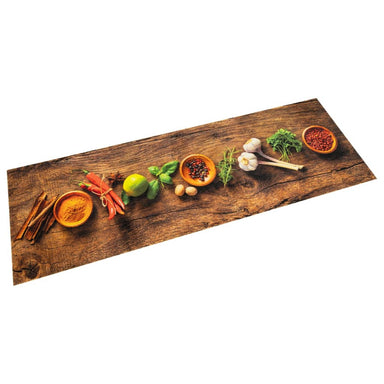 Keukenmat wasbaar kruidenprint 60x300 cm fluweel