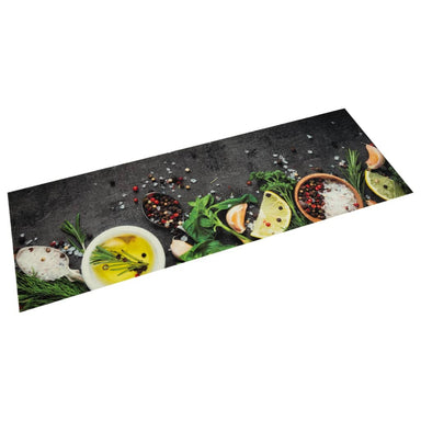 Keukenmat wasbaar kruidenprint 60x180 cm fluweel
