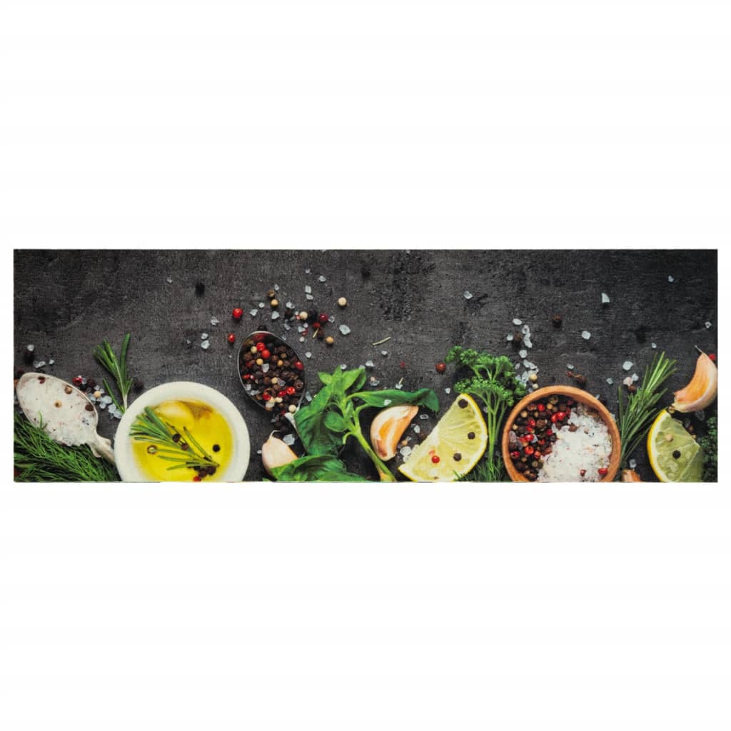 Keukenmat wasbaar kruidenprint 60x180 cm fluweel