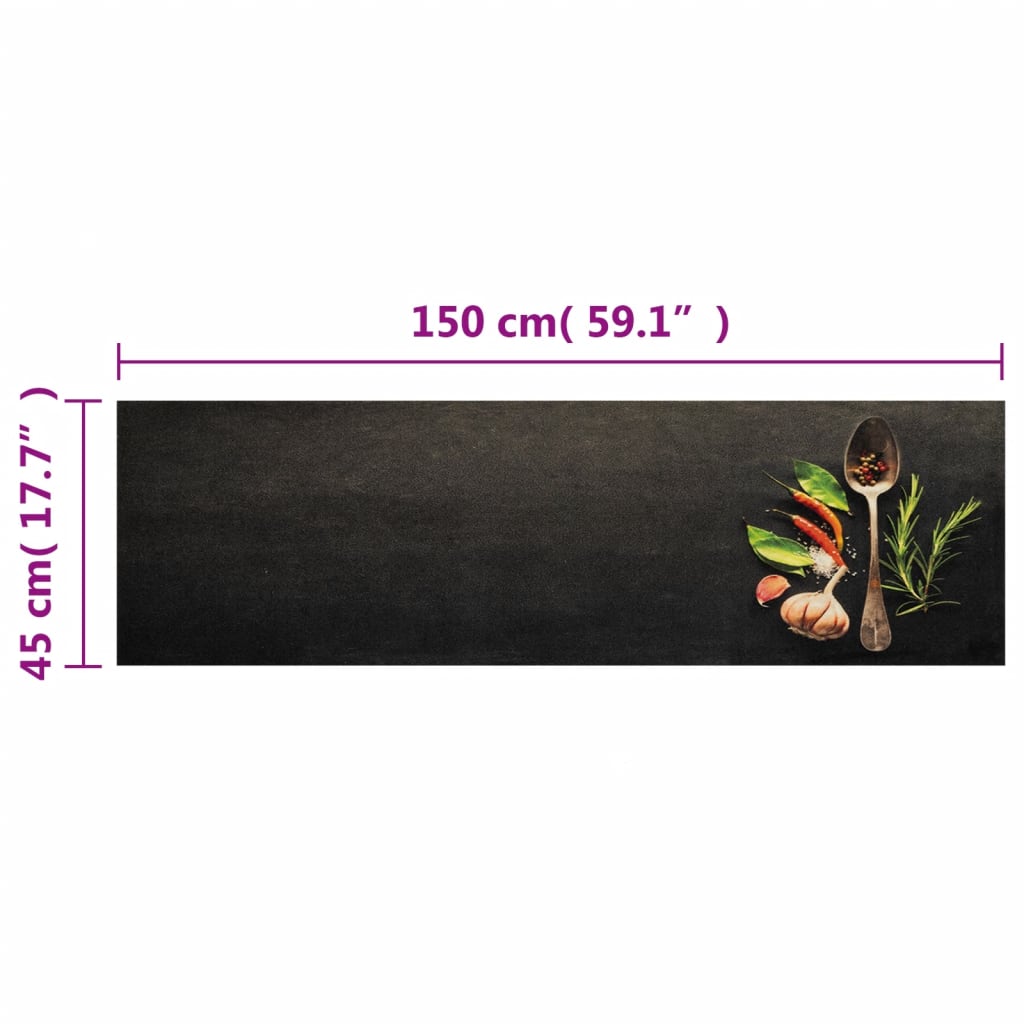 Keukenmat wasbaar kruidenprint 45x150 cm fluweel