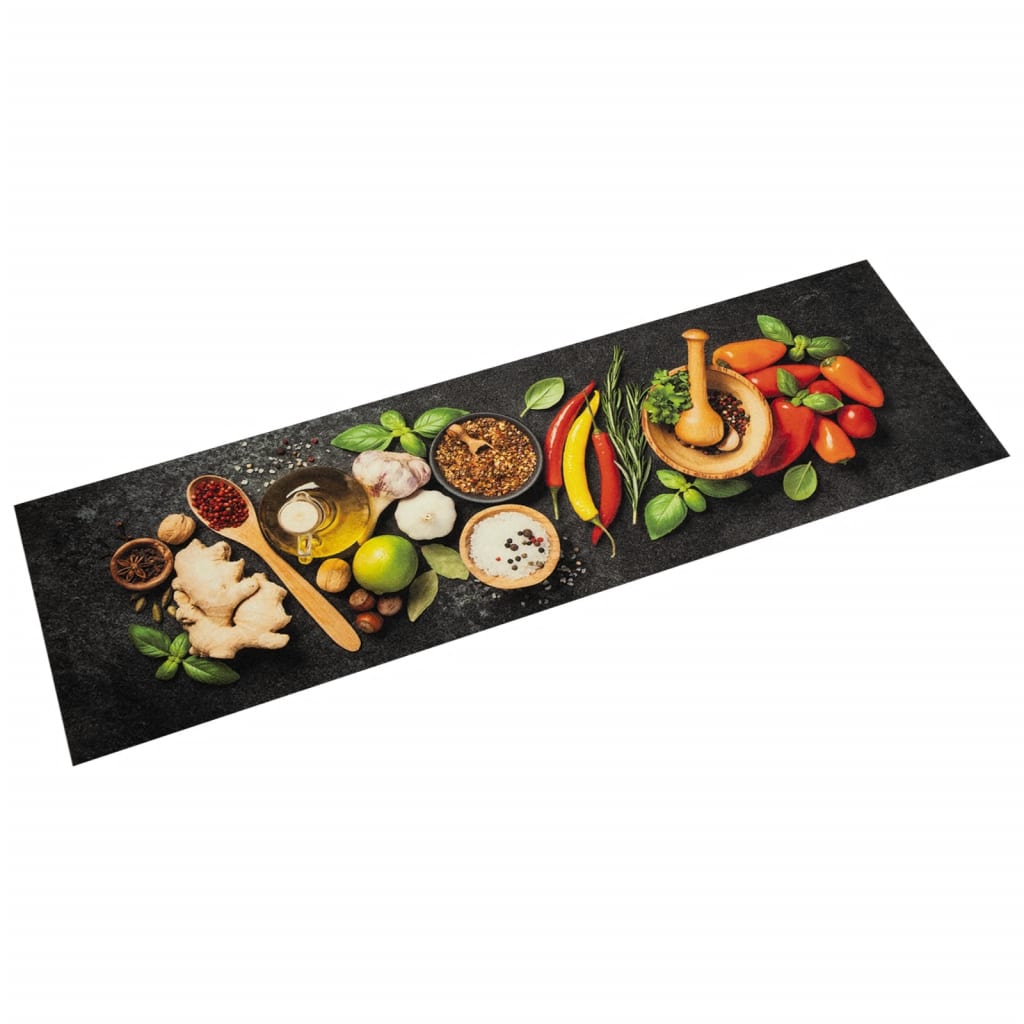 Keukenmat wasbaar kruidenprint 45x150 cm fluweel