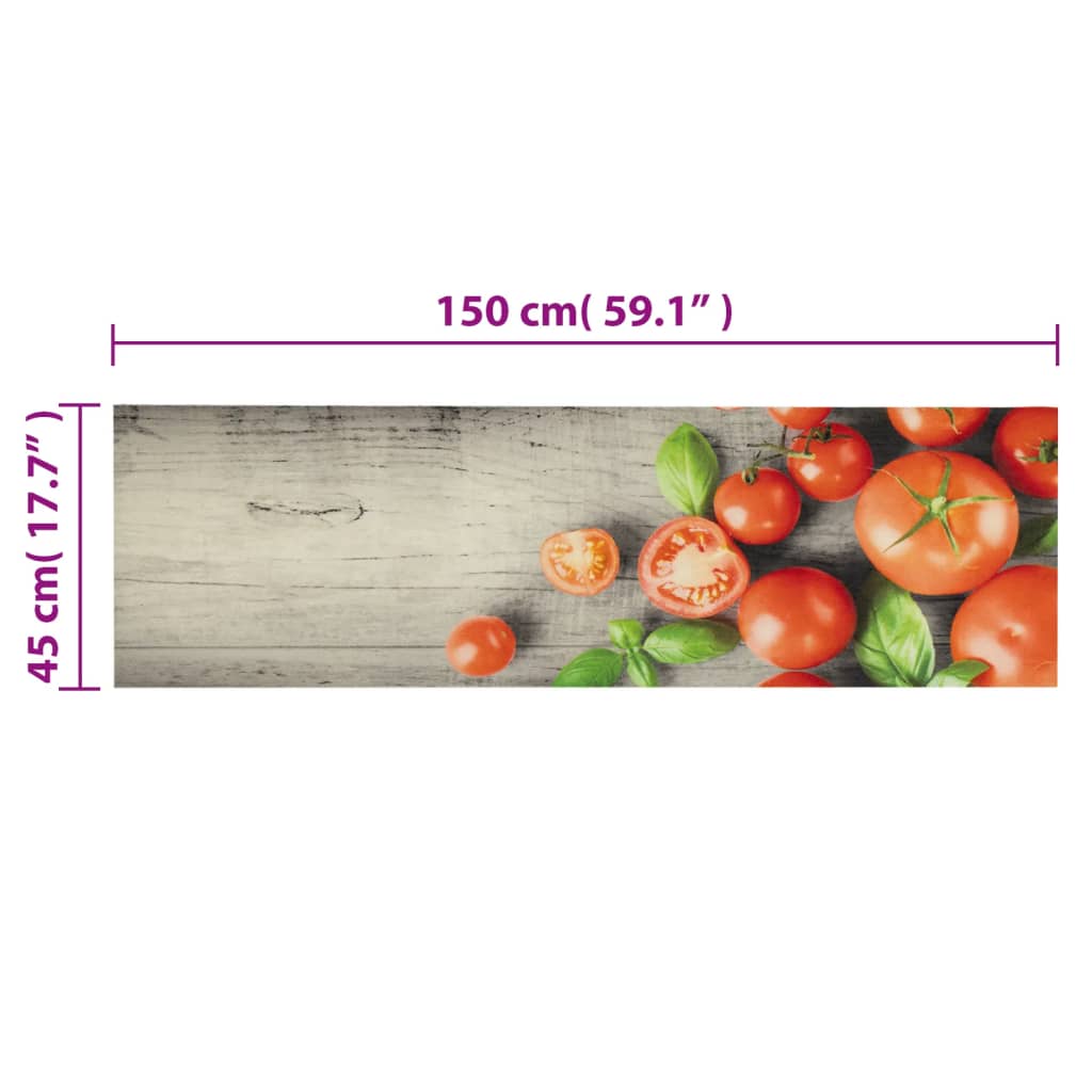 Keukenmat wasbaar tomatenprint 45x150 cm fluweel