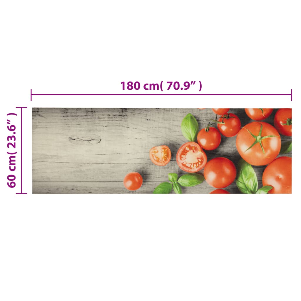 Keukenmat wasbaar tomatenprint 60x180 cm fluweel