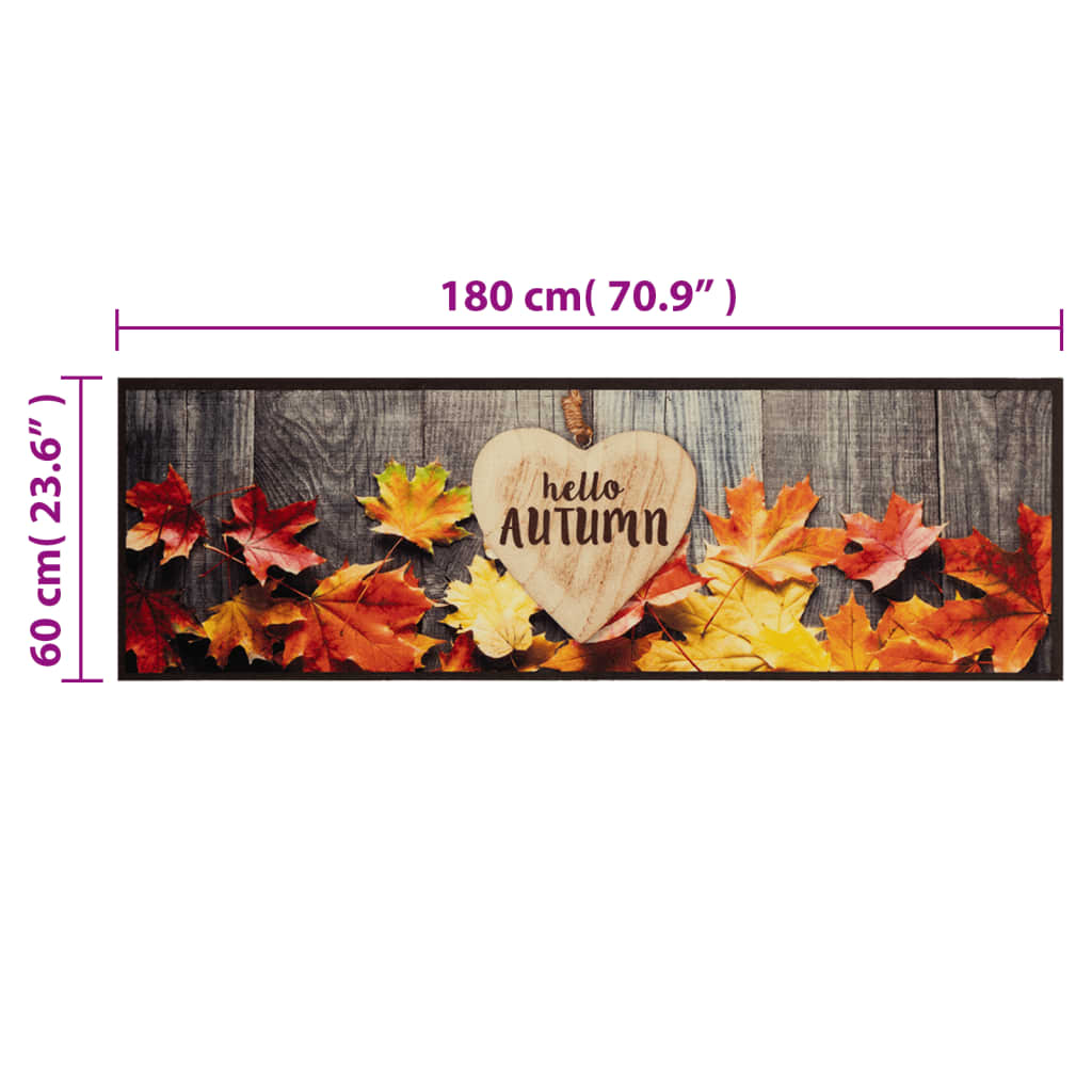 Keukenmat wasbaar herfstprint 60x180 cm fluweel