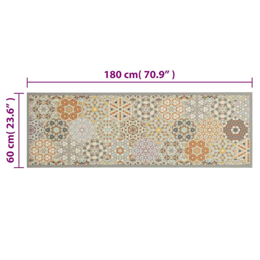 Keukenmat wasbaar zeshoekpastelprint 60x180 cm fluweel