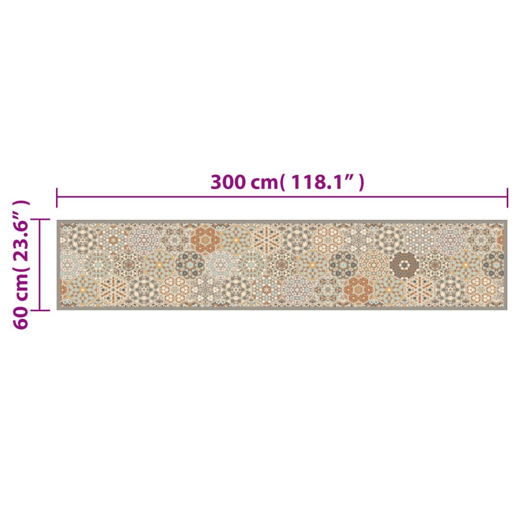 Keukenmat wasbaar zeshoekpastelprint 60x300 cm fluweel