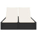Ligbed 2-persoons met kussens poly rattan zwart