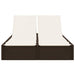 Ligbed 2-persoons met kussens poly rattan bruin