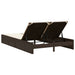 Ligbed 2-persoons met kussens poly rattan bruin