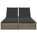 Ligbed 2-persoons met kussens poly rattan grijs