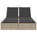 Ligbed 2-persoons met kussens poly rattan lichtgrijs