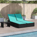 Dubbele ligstoel met kussens zwart poly rattan