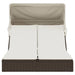 Ligbed 2-persoons met luifel en kussens poly rattan bruin