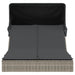 Ligbed 2-persoons met luifel en kussens poly rattan grijs