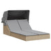 Ligbed 2-persoons met luifel en kussens poly rattan beige