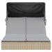 Ligbed 2-persoons met luifel en kussens poly rattan beige