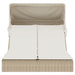 Ligbed 2-persoons met luifel en kussens poly rattan beige
