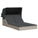 Ligbed 2-persoons met luifel en kussens poly rattan lichtgrijs