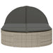 Ligbed 2-persoons met kussens poly rattan lichtgrijs