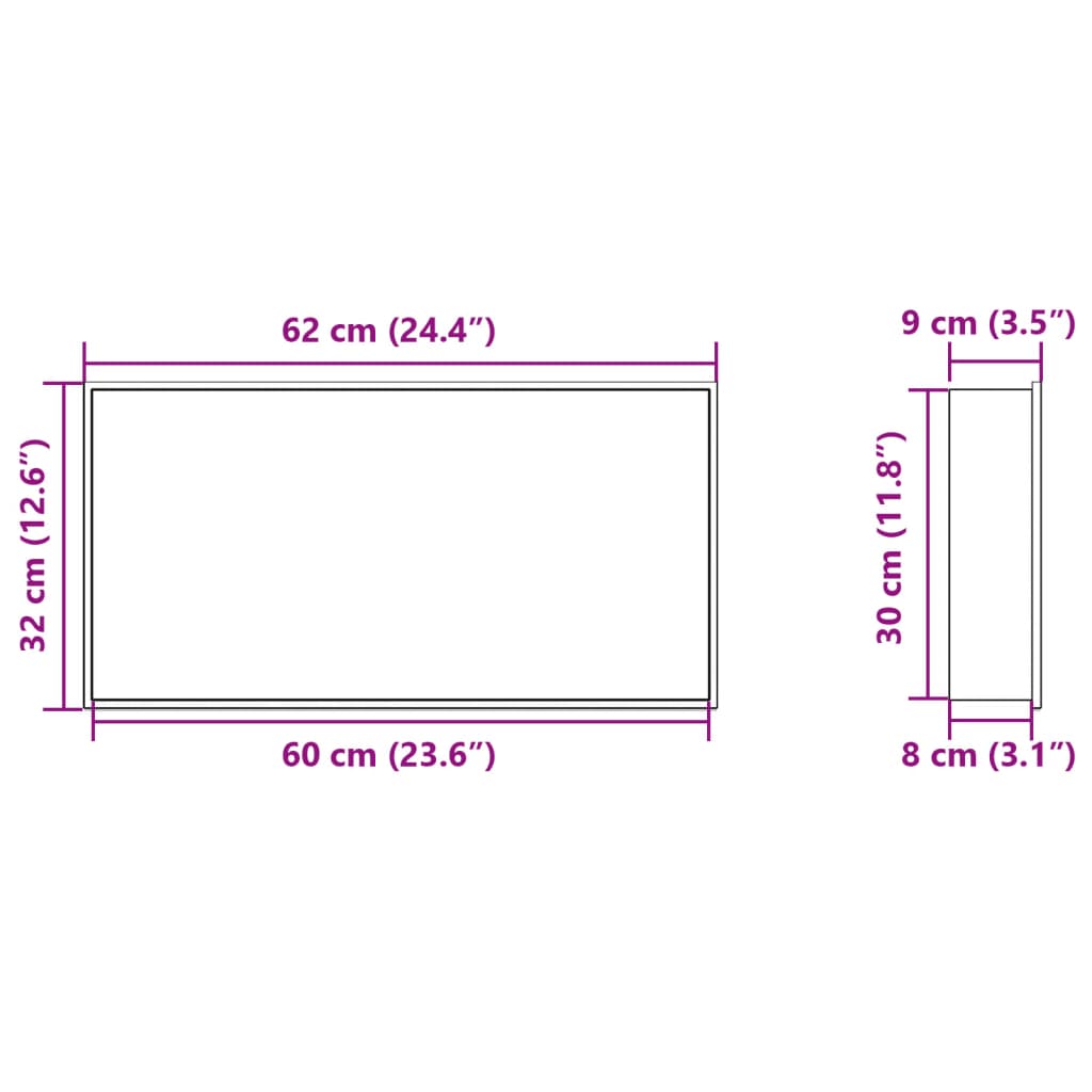 Douchenis 62x32x9 cm roestvrijstaal geborsteld goudkleurig