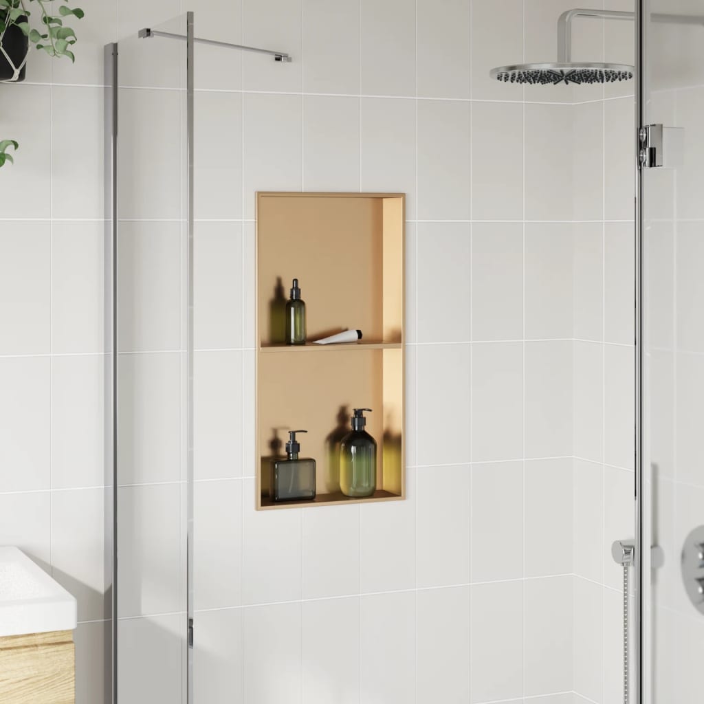 Douchenis 32x62x9 cm roestvrijstaal geborsteld goudkleurig