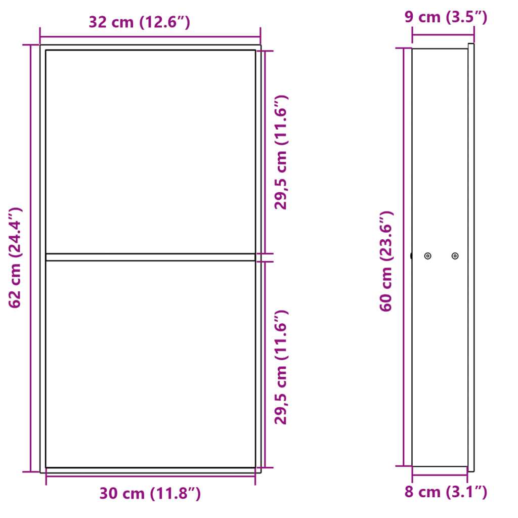 Douchenis 32x62x9 cm roestvrijstaal geborsteld goudkleurig