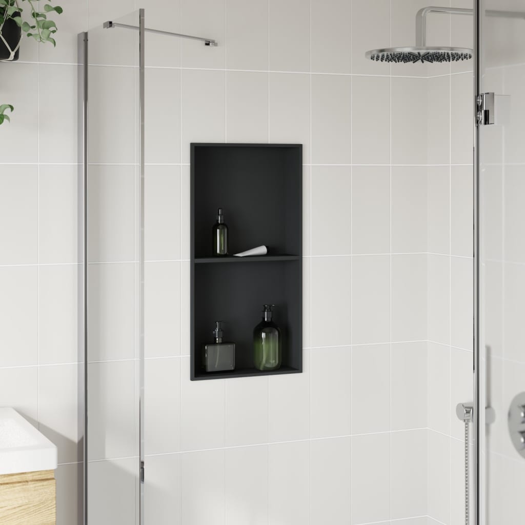 Douchenis 32x62x9 cm roestvrijstaal matzwart