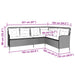 Tuinbank met kussens L-vormig poly rattan grijs