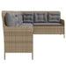 Tuinbank met kussens L-vormig poly rattan beige