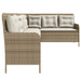 Tuinbank met kussens L-vormig poly rattan beige