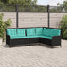 Tuinbank met kussens L-vormig zwart poly rattan