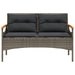 Tuinbank met kussens 116x62,5x74 cm poly rattan grijs