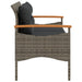 Tuinbank met kussens 116x62,5x74 cm poly rattan grijs