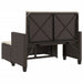 Tuinbank met kussens en voetenbank poly rattan bruin