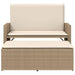 Tuinbank met kussens en voetenbank poly rattan beige