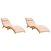 Ligstoelen 2 st met kussens massief acaciahout beige