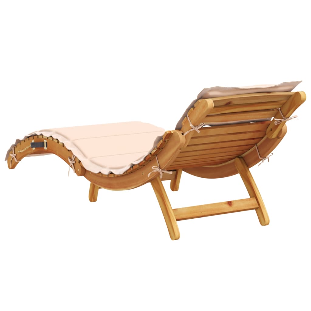 Ligstoelen 2 st met kussens massief acaciahout beige