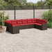 10-delige Loungeset met kussens poly rattan bruin