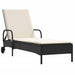 Ligstoelen 2 st met kussens poly rattan zwart
