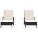 Ligstoelen 2 st met kussens poly rattan zwart