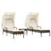 Ligbedden 2 st met luifels en tafel poly rattan bruin