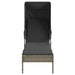 Ligbedden 2 st met luifels en tafel poly rattan grijs