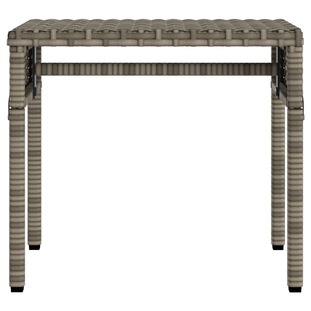 Ligbedden 2 st met luifels en tafel poly rattan grijs